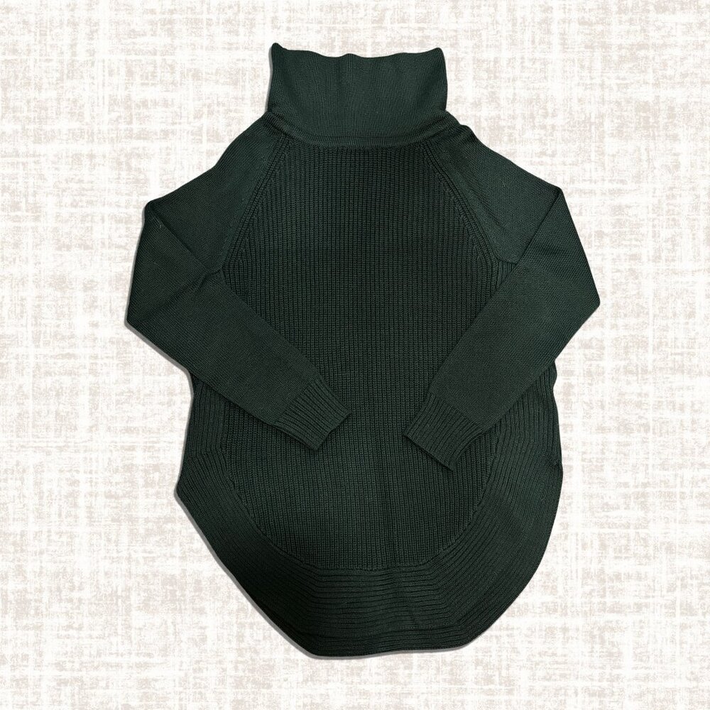 Luxurious Athleta Green Turtleneck Knit Sweater | Tunic Length| Size XXS |